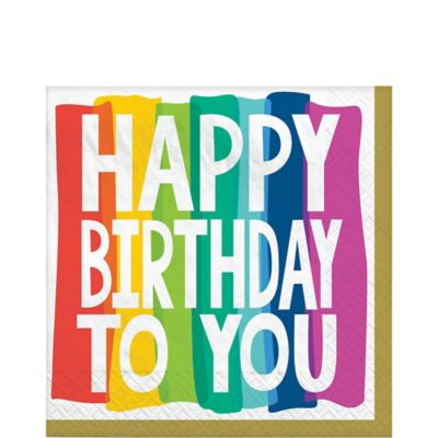 Rainbow Wishes Happy Birthday Lunch Napkins, 6.5in, 36ct | Party City