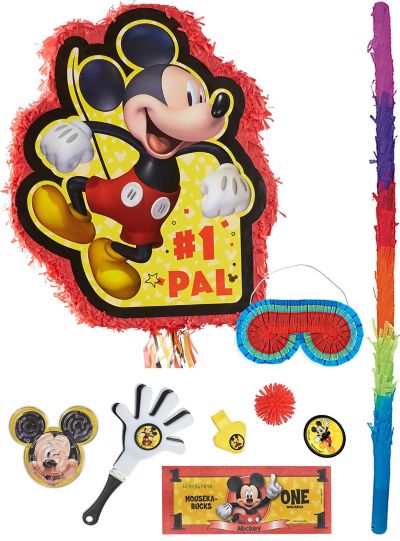 The Pull String Mickey Mouse Forever Pinata Kit With Favors Makes A Perfect Party Decoration And Activity For Guests This Convenient Kit Includes A Pull String Pinata A Colorful Blindfold A Matching Pinata