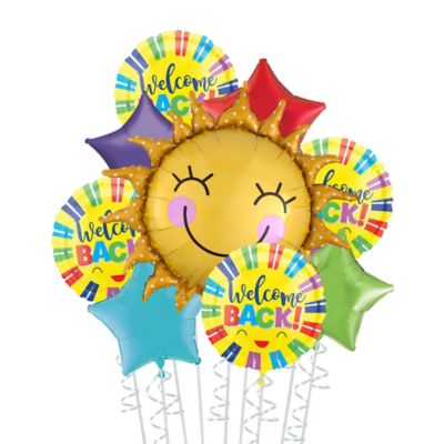 Multicolor Welcome Back Sunshine Deluxe Balloon Bouquet, 9pc