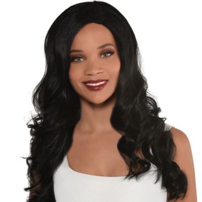 Black Long Glam Wig Party City