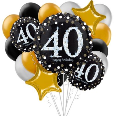 Sparkling Celebration 40th Birthday Balloon Bouquet, 17pc | Party City