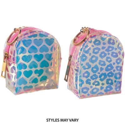 Mini Patterned Iridescent Backpack Keychain, 3in x 3.5in
