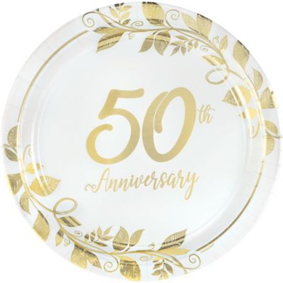 Sparkle & Shine 50th Golden Anniversary Paper Party Dinner Plates x 8 