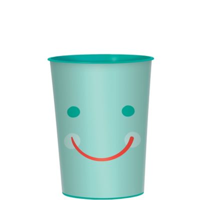 Yellow Plastic Emoji Party Cup Tumbler Goblet Multi Emoji Faces Technimark