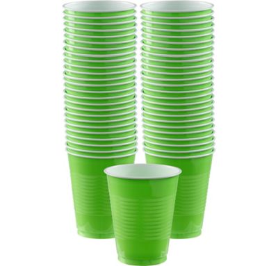 Festive Green Plastic Cups, 16oz, 50ct