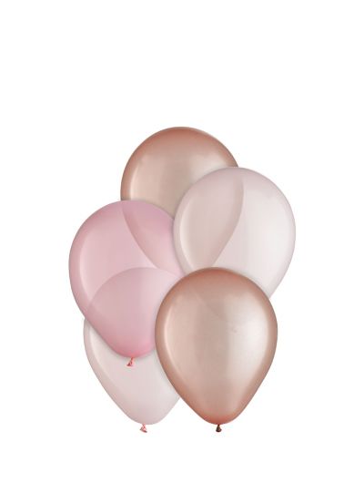 Rose Gold 3-Color Mix Mini Latex Balloons, 5in, 25ct - Pinks & Rose