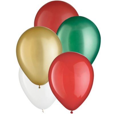 25ct, 5in, Luxe 4-Color Mix Mini Latex Balloons - Black, Gold, Silver &  White