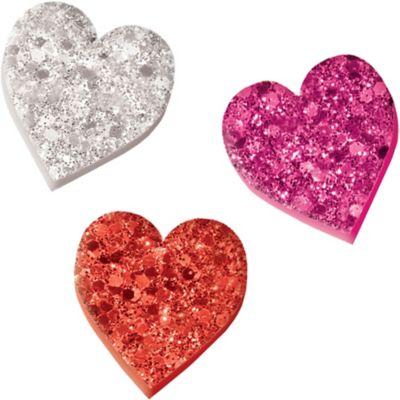 30 Metallic Glitter Foam Heart Spray: Red & White [HV1326