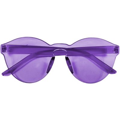 Purple Plastic Rimless Sunglasses 5.5in x 2.2in Party City