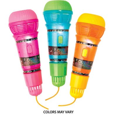 vergroting waarde Waardig Light-Up Duet Echo Plastic Microphone, 2.9in x 9in - Blue, Orange or Pink |  Party City