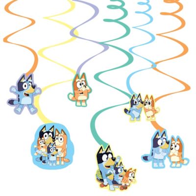 Bluey Spiral Decorations 12 Pack Multicoloured