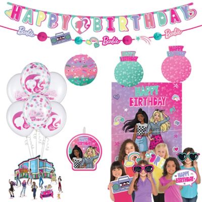 Party City Barbie Dream Together - Vajilla para 16 invitados, suministros  de fiesta, con cubierta de mesa, globos, pancarta, 74 piezas