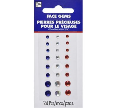 Red White Blue Face Gems 24pc Party City
