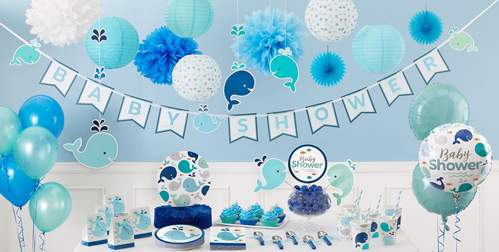 Blue Baby Whale Baby Shower Decorations - Whale Gender ...