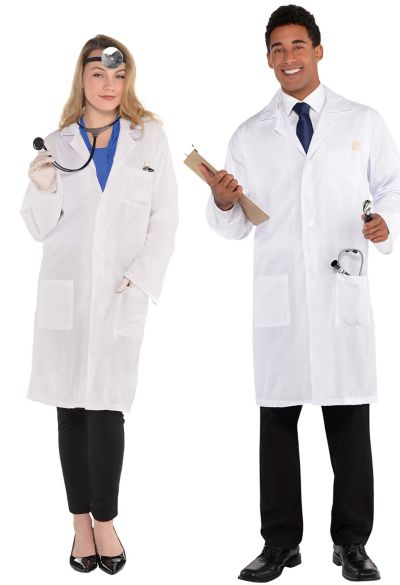 MENS DOCTORS COAT FANCY DRESS COSTUME LAB JACKET PARTY OUTFIT SCIENTIST SURGEON