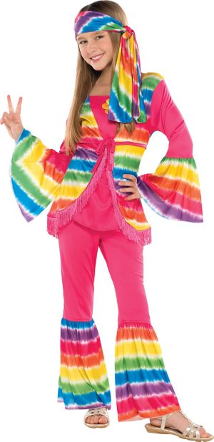 Girls Rainbow Groovy Hippie Costume - Party City