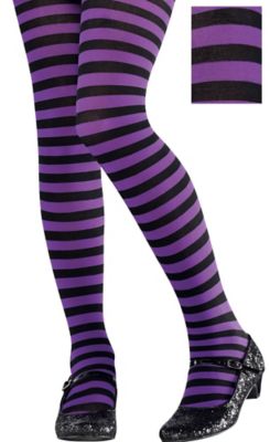 purple black striped leggings