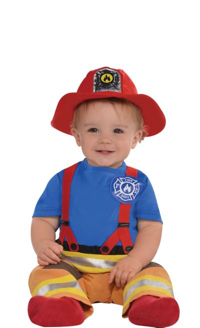 Fireman Uniform Firefighter Halloween Costume Baby Long Sleeve Bodysuit Cute