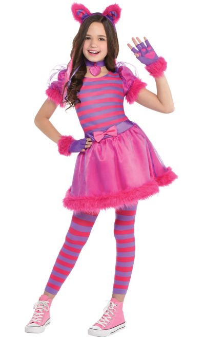 Cheshire Cat Girls Child Alice In Wonderland Halloween Costume 