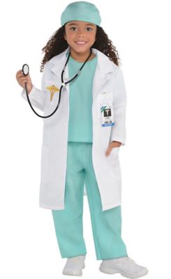 Child Doctor Nurse Uniform Fancy Dress Costume & Stethoscope Surgeon Ages 3-10 