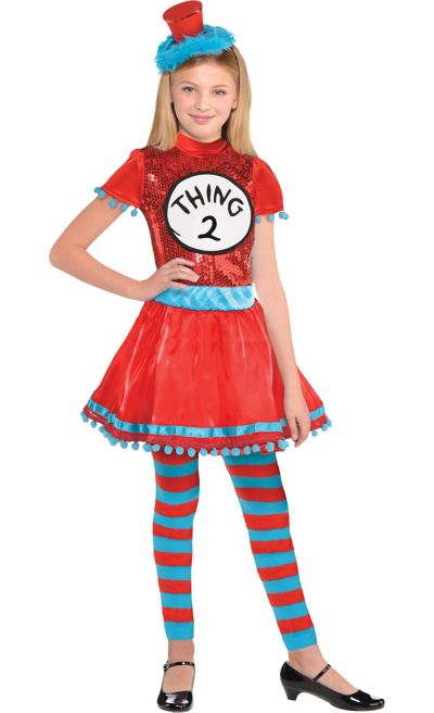 Girls Thing 1 Thing 2 Dress Costume Dr Seuss Party City