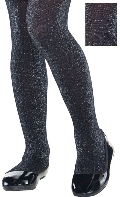 Girls Black With Glitter Fancy Dance//party Tights Age 5-6 Years