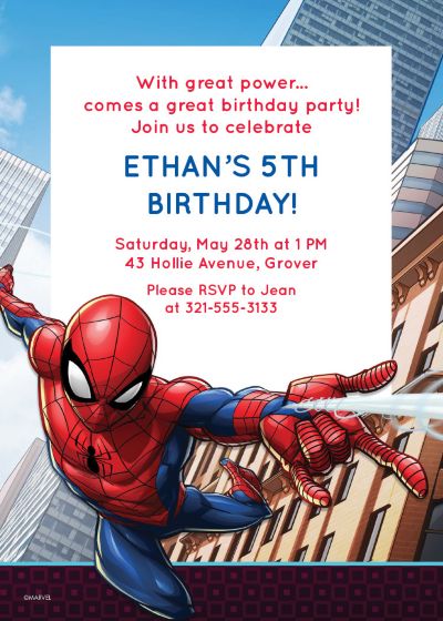 2 Packs Of Spiderman Birthday Party Invitations 
