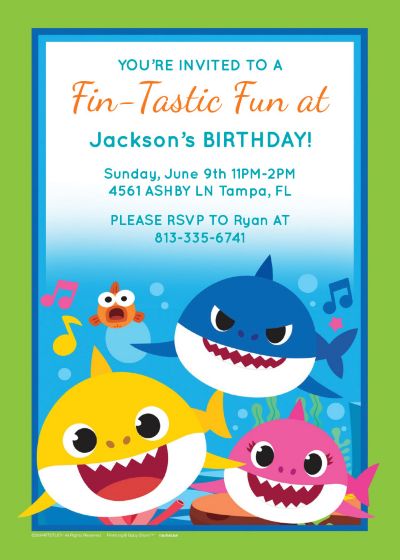 Custom Baby Shark Invitations Party City