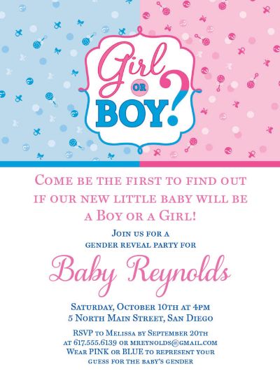 Custom Girl Or Boy Gender Reveal Invitations 