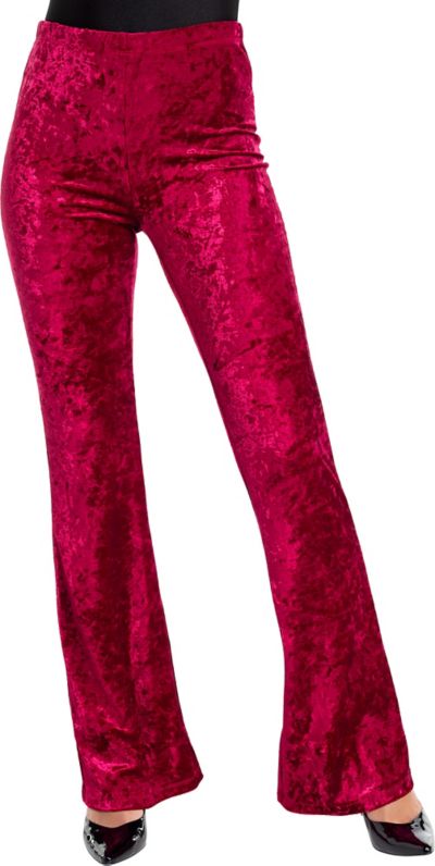 Adult Red Crushed Velvet Flare Pants | Party City