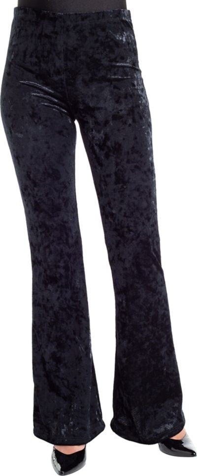 Adult Black Crushed Velvet Flare Pants | Party City