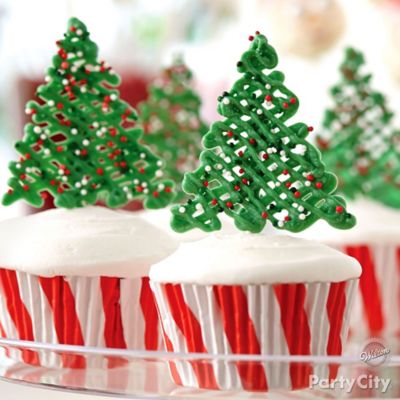 Fir Tree Cupcake Idea - Dip & Drizzle Treat Ideas - Christmas Party ...