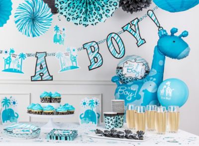 Blue Safari Boy S Baby Shower Ideas Party City