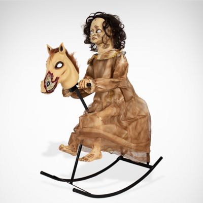 halloween girl on rocking horse